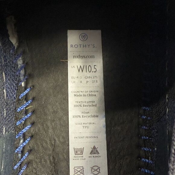 Rothys Shoes Womens Size 10.5 Blue Camo Slip On The Original Sneaker Casual Knit - Picture 9 of 9